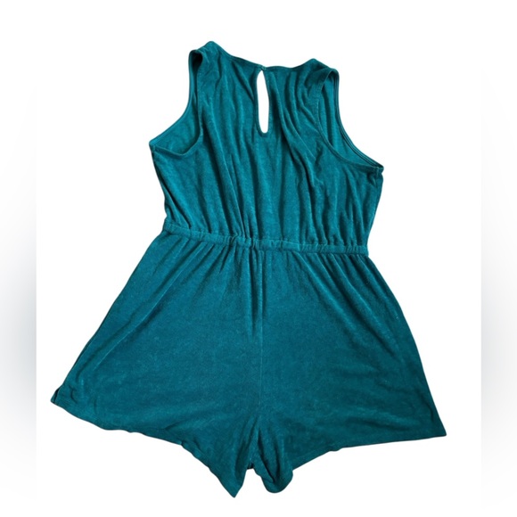 Old Navy Teal Terri Sleeveless Romper Drawstring Waist with Pockets Size XL P - Picture 2 of 4